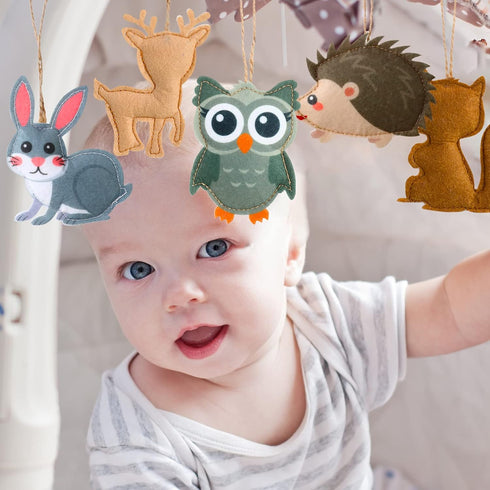 Tegeme 8 Pieces Woodland Animals Ornaments, My Forest Friends Felt Animals Craft Set for Home Christmas Tree Decor