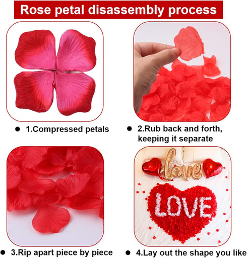 AWCCXMYM 3000 PCS Red Artificial Fake Rose Petals for Romantic Night, Wedding Valentine's Day Decoration