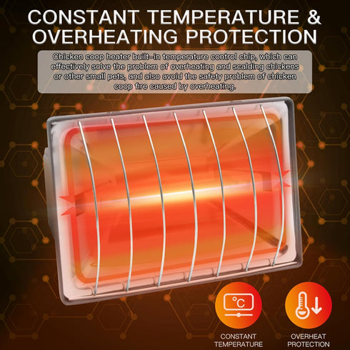 250W Chicken Coop Heater Lamp Winter Hanging Heat Lamp for Chickens Incubators Temperature Adjustable Chicken Brooder