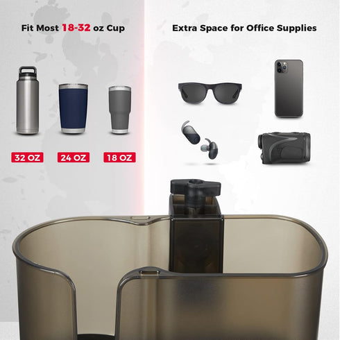 kemimoto Desk Cup Holder, Caddy Organizer Cup Holder for Office Table, Suitable for Most 18-32 oz Bottles, Lawn Chair,