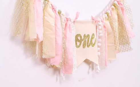 1st Highchair Banner Birthday - Pink Happy Birthday Banner Party Decorations for First Birthday,Best Princess Photo