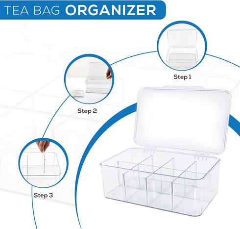 Utopia Home 1 Pack Tea Bag Organizer with Lid, Stackable Storage for Kitchen Organizers and Multi-Functional Home Use