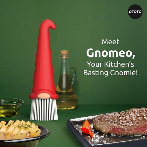 OTOTO Gnomeo Pastry Brush - Silicone Basting Brush for Cooking, Spread Oil Butter Sauce for BBQ Grill Baking, Gnomes
