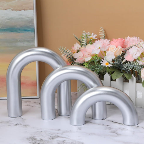 3Pcs HMASYO Sliver Arch Decorative Objects Statue, Coffee Table Bookshelf Aesthetic Decor for Living Room Bedroom