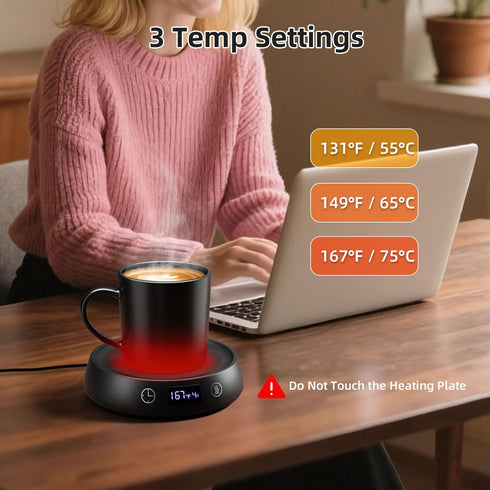 8H 3 Setting, Mug Warmer for Desk, Electric Coffee Cup Warmer Auto Shut Off Candle Warmer for Home Office, Smart Tea