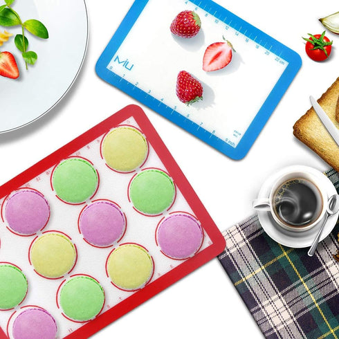MIU Macaroon Silicone Baking Mat, Non-Stick Cookie Baking Mat, 2 Half Sheets and 1 Quarter Sheet