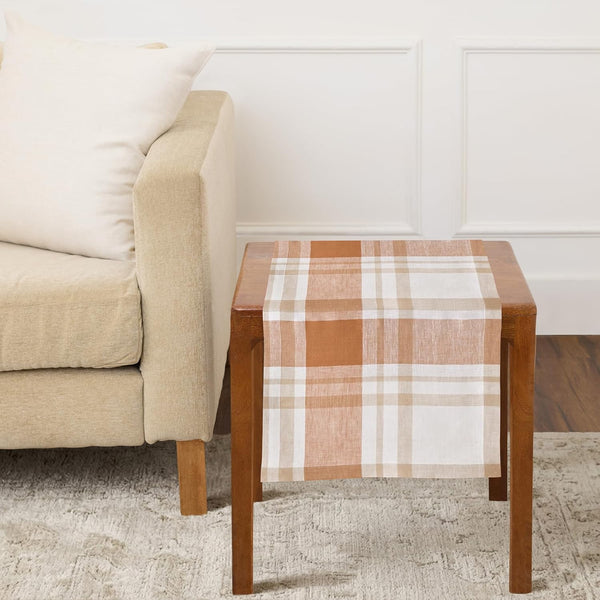 Solino Home Linen Plaid Table Runner 36 Inches - 100% Pure Linen