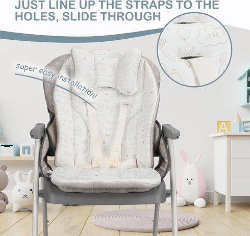 canbeyond 4-Season High Chair Cover Compatible with Graco - Detachable & Machine Washable, Soft Padding with Neck