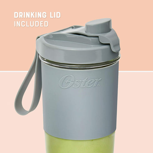 Oster Blend Active Portable Blender, USB Chargeable Personal Blender with Drinking Lid, Gray