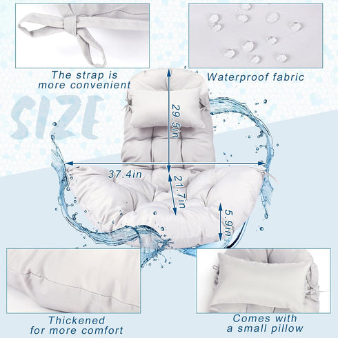 2.58 Hammock Patio(Grey,1 Tudomro Egg Chair Cushion Filling kg Replacement Rocking Wicker Chair Cushions High Back