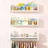 Set 3, OurWarm Nursery Book Shelves for Wall of White Natural Wood Nursery Floating Shelves with Towel Bar, Wall