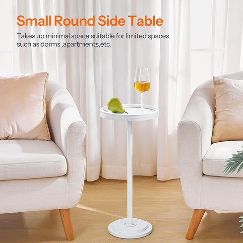 WW168BZ01 HOOBRO Small Round Side Table, Drink Table, Coffee Martini Table with Pedestal Accent for Small Spaces