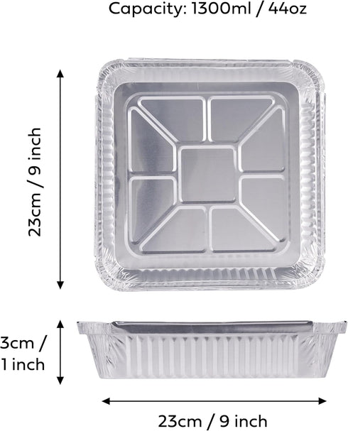 MATANA 9x9 Aluminum Pans with Lids, 25 Pack Disposable Aluminum Foil Cake Baking Pans