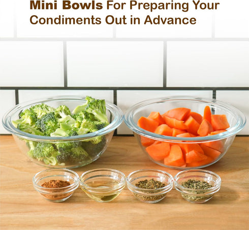 Iyulania 1.5 oz Set 6 Clear Glass Bowl, Mini Prep Dish for Salt and Spices, Dishwasher and Microwave Safe, Stackable