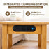 2 2 KAWIND Home Light Walnut Solid Wood End Table with Charging Station Compact Side Table with USB Ports & AC Outlets