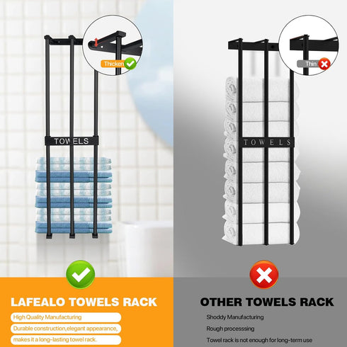 3 Towel Storage, Towel Rack Wall Mount for Small Bathroom, LAFEALO New Upgrade Bar Towel Racks for Bathroom, Towel