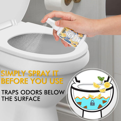 Toilet Spray for Poop, Fresh Citrus Bathroom Odor Eliminator, 2Fl Oz, 2 Pack