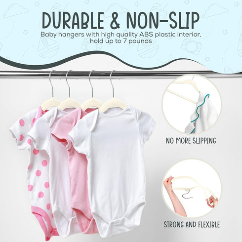 50 11.8" Closet 360 TechZoo Premium Baby Velvet Hangers - Non-Slip, Ultra-Slim Space-Saving Children Hangers - Swivel