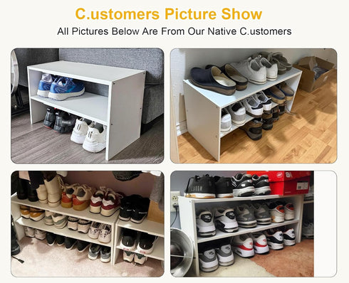 Closet, 2-Tier Closets, Space,Hallway,Bedroom,Bathroom,6-12 White Shoe Rack Organizer for Expandable Shoe Shelf
