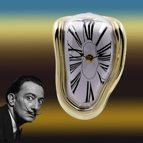 Melting Clock, Salvador Dali Watch, Decorative Home Office Shelf Desk Table Gift, Rome Gold