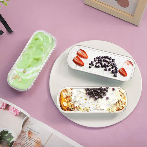 EUSOAR 50pcs Cupcake Liners with Lids, 6.8oz Aluminum Disposable Foil Ramekins Pan, 6.5"x2.5"x1.2", Dessert Containers