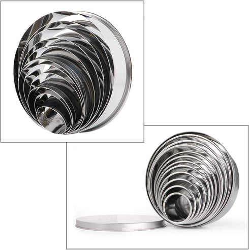 HULISEN Stainless Steel Round Cookie Cutter Set - 11 Circle Donut Doughnut Cutters for Baking