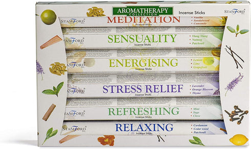 120 Sticks of Stamford Premium Aromatherapy Hex Range Incense Sticks - Relaxing, Stress Relief Gift Pack