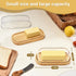 Bamboo Butter Dish with Lid, Dishwasher Safe Butter Holder for East/West Coast Butter Storage