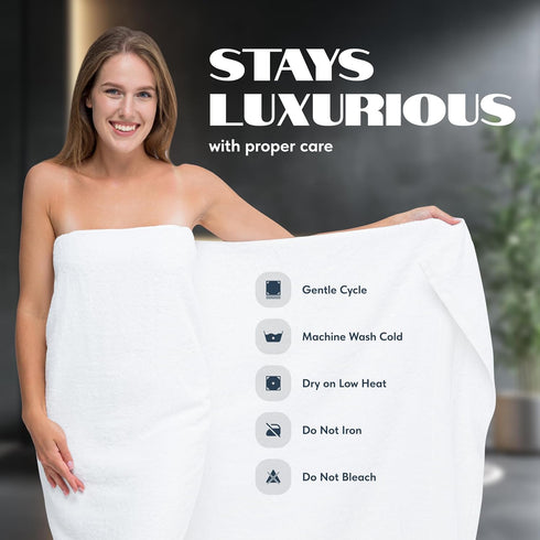 35x70 Inch 700 2 Pack White Classic Luxury Bath Sheets Towels for Adults Extra Large - GSM Turkish Cotton, Highly