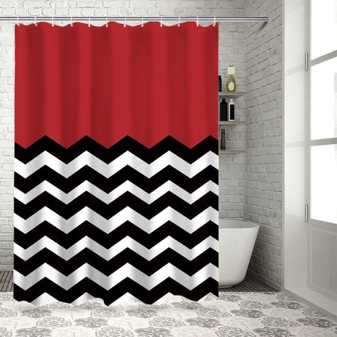 Vandarllin Red Black and White Chevron Shower Curtain, Extra Long 72x84 Inches, Custom Made