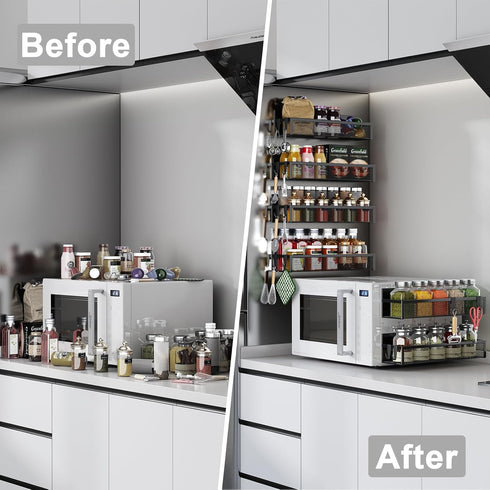 Aufworld 6 Pack 12 (6 Pack) Magnetic Spice Rack for Refrigerator, Magnetic Shelf, Fridge Magnet Organizer with Moveable