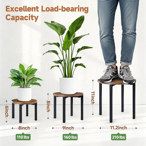3-Pack 5" -12" Amaoot Plant Stands Indoor, Plant Flower Display Shelf, Heavy Duty Flower Pot Stands for Multiple Plant