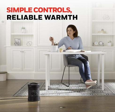 Honeywell HHF360V Portable Heater, Charcoal Grey, 360 Degree Surround Fan Forced, Adjustable Thermostat, 2 Heat Settings