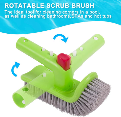 Swimming Skimmer Net,17.5" Sepetrel Deluxe Pool Cleaning Kit Including Rubber Edge Pool Brush Head & Hand Scrub