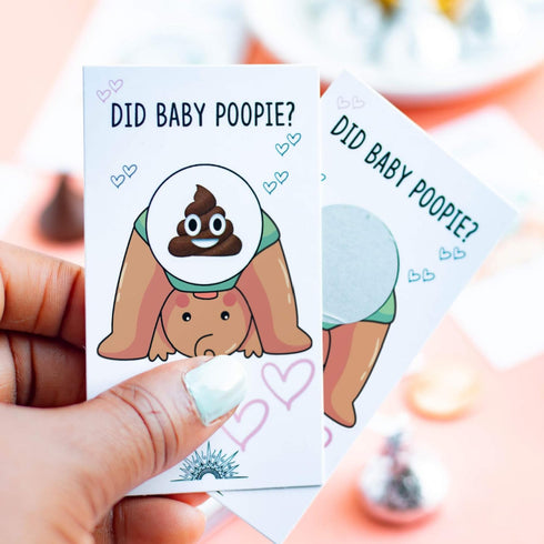 Did Baby Poopie Baby Shower Scratch Off Game (30-Pack, Brown) - Boy or Girl Emoji Lottery Ticket Cards with Winners