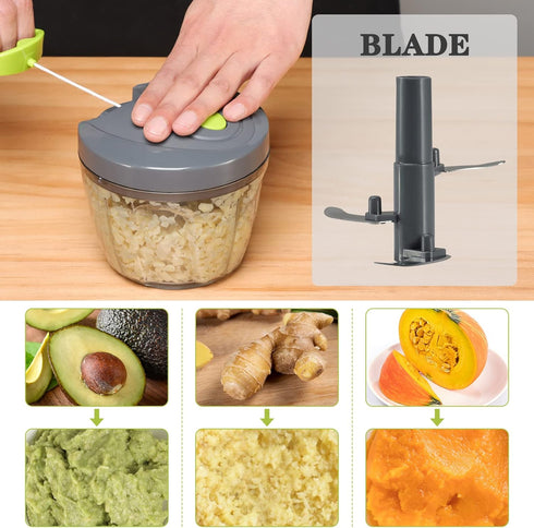Food Chopper Vegetable Cutter - Cambom Hand String Chopper for Onions, Fruits, and Nuts, BPA Free Material (Gray)