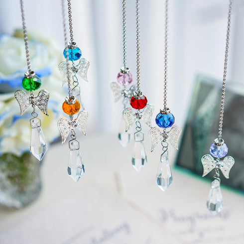 7-Piece Crystal Guardian Angel Suncatcher with Icicle Prisms