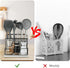 Metal Utensil Holder for Kitchen Counter - Large Organizer with Salt and Pepper Shakers, Marble Base
