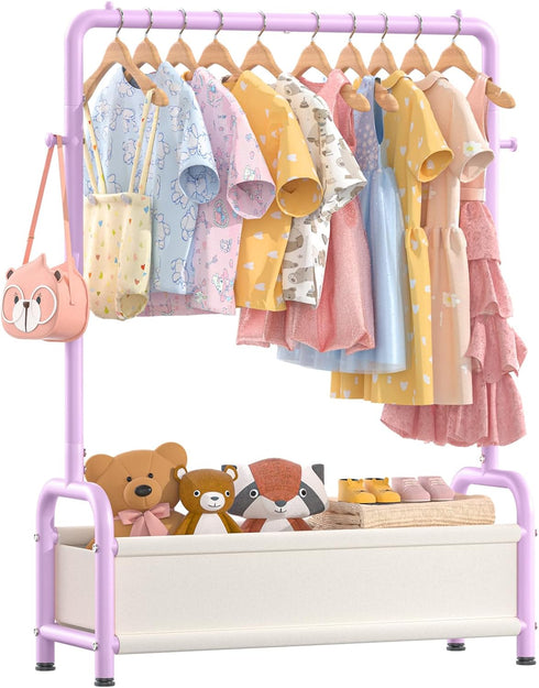 ZHKINGGS Kids Clothing Rack with Storage Shelf, Kids Dress Up Storage for Coats,