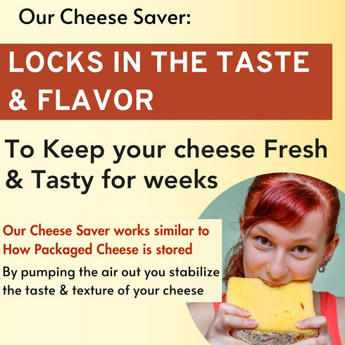 FoodLite The Quick Vac: Only Airtight Vacuum Sealed Cheese Saver Container - Perfect For Keeping Cheddar, Parmesan