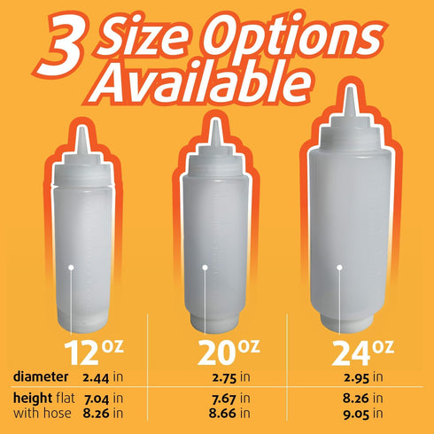 Commercial Nozzle (20 oz (2 Pack)) Squeeze Condiment Bottles - Squeeze Condiment Bottles for Sauces Grade Plastic