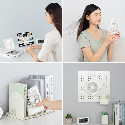 JISULIFE Small Desk Fan, Portable USB Rechargeable Fan, 160° Tilt Folding Personal Mini Fan with 2000mAh Battery, Ultra