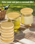 8 Pack 8 5Oz Oui Yogurt Jar Lids with Labels, Food-Grade Bamboo Lids for Oui Yogurt Jars, Reusable Wooden Canning