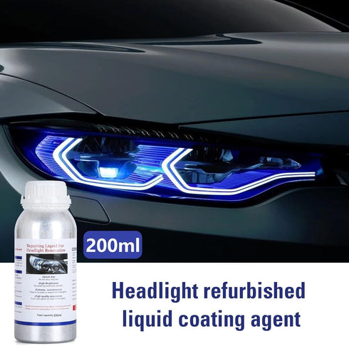 200ML Headlight Restoration Liquid - Automobile Lens Polish Repair Fluid for Headlight Yellowing, Haze, and Scratches