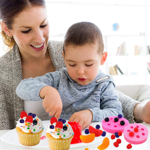 5Pcs Fruit Shaped Jelly Molds, 3D Mini Silicone Fruit Mold for Cupcake Decorating, Soap, Chocolate