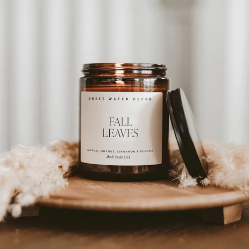 Sweet Water Decor Fall Candles - Hand Poured Soy Wax Autumn Candles with Apple & Cinnamon Scent