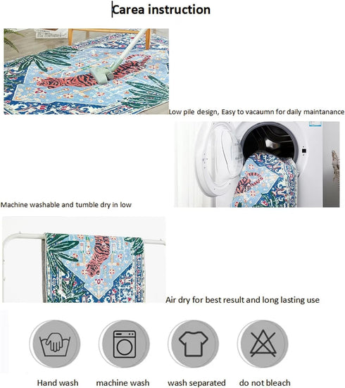 Tropical Jungle Rugs - 2x3 Faux Wool Botanical Boho Throw Rug for Bathroom Kitchen Indoor Entryway