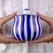 City to Cottage Ceramic Sugar Bowl with Lid, 10oz Sugar Container for Coffee Bar, Handcrafted Blue Stripe Coastal Sugar