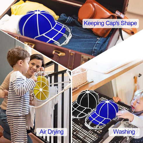 Hat Washer Cage with Mesh Bag, Adult/Kid's Hat Washer Frame, Dishwasher Hat Rack Protector Organizer