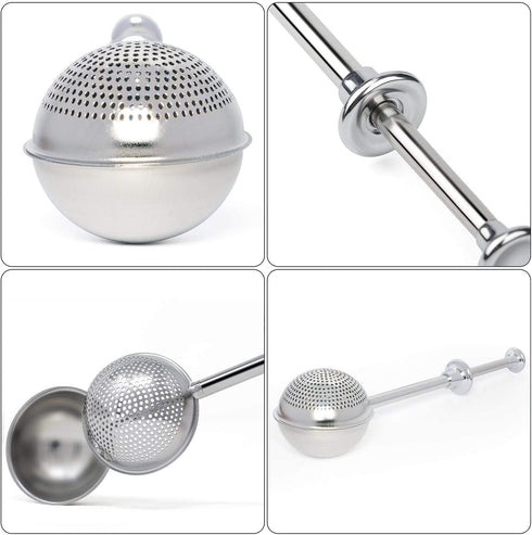 HULISEN Set of 2 Flour Duster for Baking, Stainless Steel Powdered Sugar Shaker Duster with Spring-operated Handle